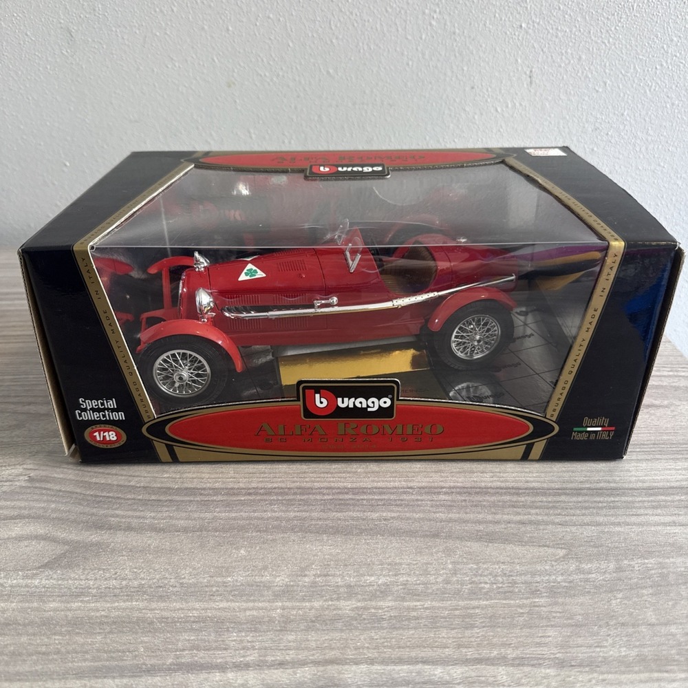 Bburago Red 1931 Alfa Romeo 8C Monza Die Cast 1:18 New in Box Collectible Toy